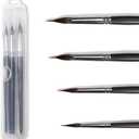 Professional Watercolor Brushes with Two-Layer Liner - Synthetic Nylon Tip & Horsehair Brush Head for Detail & Bold Strokes - Black/Brown Set - for Watercolor/Acrylic/Gouache/Ink (4, Black)