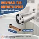 Tub Spout with Pull Down Diverter Slip-Fit Bathtub Faucet Spout Replacement, 1/2 Copper Pipe Connection, Easy Installation, Universal for Bathroom Shower (Brushed Nickel)