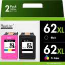 62XL Ink Cartridges Remanufactured for HP Ink 62 for HP 62XL Ink Cartridge Combo Pack Works with HP Envy 7640 7645 5660 5540 5640 7644 OfficeJet 5740 5741 8040 OfficeJet 200 250 258 Series (2-Pack)