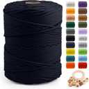 Macrame Cotton Cord 5mm x 328yds, ZUEXT Natural Handmade Navy Braided Cords 4 Strands Knitted Rope String for Craft Wall Hanging Weaving Tapestry Dream Catchers Hanger DIY Gift (300m)