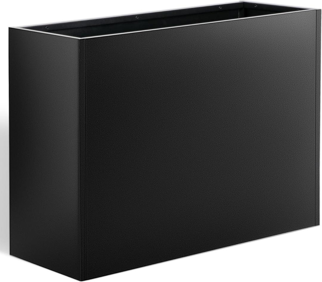 Metal Planter Box 36 x 12 x 26, Heavy Duty Tall Black Planter with Removable Insert Shelf for Porch, Garden, Patio, Yard