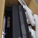 Genuine Leather Adjustable Piano Bench with Padded Cushion Seat Heavy Duty Wooden XHJ-7G (Black)