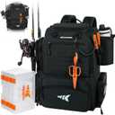 KastKing Bait Boss Fishing Tackle Backpack with Rod Holders-4 Tackle Boxes-Rain Cover,Storage for Fishing Gear