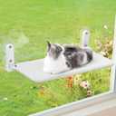 Easy Fold Cat Window Perch - Cordless, Fold-Up, Zip Closure Embeded Machine Washable Bed Cover, Robust Metal Frame - Cat Hammock for Window for Large Cats and Kittens (White, Large) (23.0"L x 12.0"W x 7.0"Th)