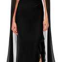 Lrady Women's Wedding Guest Dress Evening Gowns High Neck Formal Cocktail Party Maxi Bodycon Dresses with Cape Sleeve M