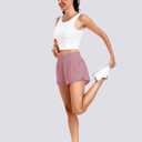 Haimont Women's Running Shorts 2 in 1 High Waisted Athletic Shorts with Drawstring Pockets 3" Compression Liner Shorts