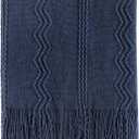 BOURINA Navy Throw Blanket 50x60 Inches Throw Textured Solid Soft Sofa Throw Couch Cover Knitted Decorative Blanket