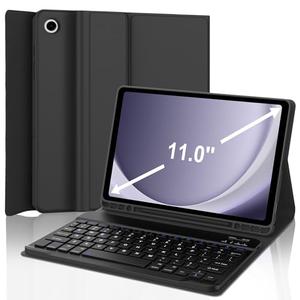 Keyboard Case for Samsung Galaxy Tab A9+ Tablet 11”, Dechatable Keyboard Bluetooth, Smart Cover Galaxy A9 Plus Tablet Case with Keyboard, Leather Folio Case for Tab A9 Plus with Pencil Holder, Black