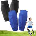2 Pairs Soccer Shin Guards, Shin Guards Soccer Kids Youth Adult Calf Compression Sleeve with Honeycomb Pads Lightweight Calf Protective Gear for Football & Baseball Boxing MTB for Boys, Girls (Small, Black+Blue)