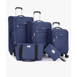 Luggage Sets 5 Piece Softside Expandable Suitcase sets With Spinner Wheels Duffel Bag And Toiletry Bag, Lightweight Carry-On And Checked Luggage (10" 16" 18" 23" 27"), Blue