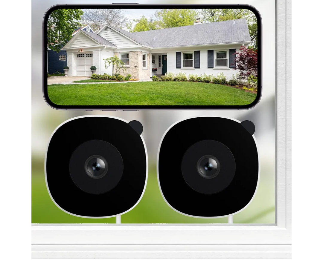 2K No Drill Window Camera-2 Pack 2.4Ghz & 5Ghz WiFi Dome Cameras for Home Security for Indoor & Outdoor Monitoring, Color Night Vision, Human Detection, 24/7 Recording, Ideal for Apartment, K1
