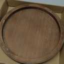 Handmade 12 Inch Decorative Tray, Small Beaded Tray Coffee Table Decor, Warm Brown Round Wooden Tray for Coffee Table, Dining Room Table Entryway and Living Room Table