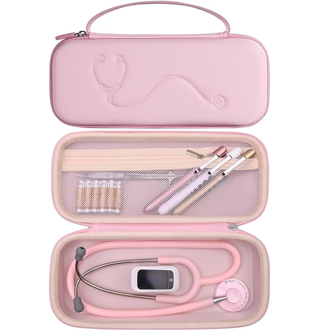 Hard Stethoscope Case for 3M Littmann Classic III, Lightweight II S.E, MDF Acoustica Stethoscope, Stethoscopes Carrying Case with Mesh Bag for Nurse Accessories Gauze Penlights Cotton Swabs