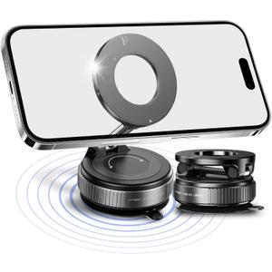 Upgraded Magnetic Phone Mount for Car  Suction Cup Magnet Phone Holder Compatible with iPhone 16/15/14/13/12 Series and MagSafe, Magnetic Car Mount for Android & iPhone