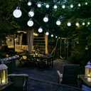 Joomer Solar String Lights Outdoor, 65FT 100LED Globe String Lights 8 Lighting Modes, Waterproof Solar Powered Patio Light for Garden Yard Porch Wedding Party Outdoor Decor (White)