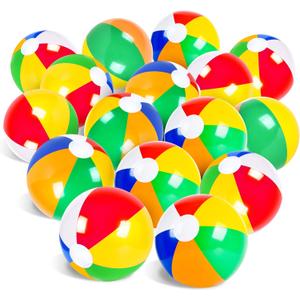 Coopay 24 Pack Inflatable Beach Balls Classic Rainbow Swimming Pool Ball Birthday Beach Party Decoration Summer Water Games Gifts 8 to 12 Inches from Inflated to Deflated