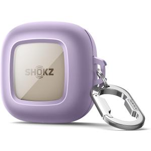 SURITCH for SHOKZ OpenFit Case Cover, Shockproof Magnetic Cases for SHOKZ OpenFit Open-Ear Earbuds True Wireless Bluetooth Headphones, Protective Cover with Magnetic Lid Lock & Carabiner, Purple