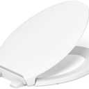 KOHLER 4734-RL-0 Rutledge ReadyLatch Elongated Toilet Seat, Quiet-Close Lid, Contoured Seat, Grip-Tight Bumpers and Installation Hardware, White