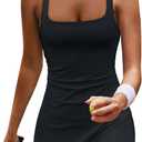 Yanekop Womens Tennis Dress with Built in Shorts Golf Dress Athletic Outfits Active Dresses Workout Onesie Yoga(Black, S)