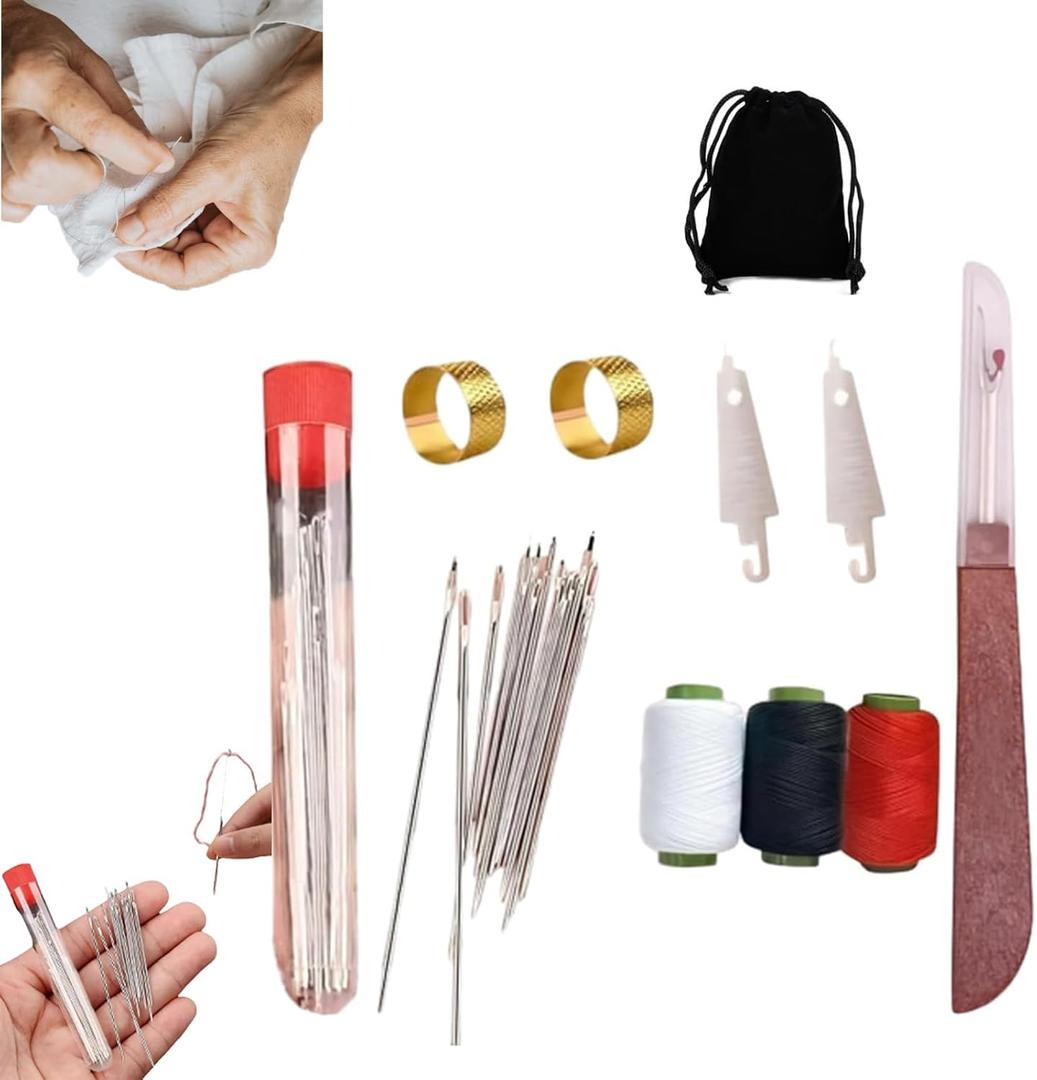 2 x 37 PCS Steel Needles for Hand Sewing Stainless Steel Sewing Needles Sew-ing Tool Kit (Black)