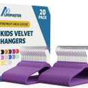 Purple Velvet Kids Hangers 20 Pack, 10.83" Non-Slip Baby & Toddler Hangers for Clothes, Space-Saving Slim ABS Plastic with 360 Swivel Hook & Notched Shoulders, Up to 10 lb Capacity