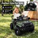 Ride On Car, Bluetooth Ride on Toys for Toddlers, 12V Kids Battery Powered Vehicles w/Remote, 3.5 mph Motorized Off-Road Truck, Electric Car for Kids w/3 Speeds,LED Lights- Olive, Large