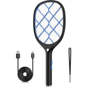 YISSVIC Electric Fly Swatter Bug Zapper Racket 4000V Rechargeable Mosquito Killer with LED Light for Indoor Home Office Backyard Patio Camping