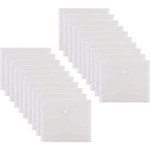 8.5 x 11 Letter Sized Clear Plastic Envelopes with Expanding Gusset Document File Storage Holder 20 Pack Hook Loop Closure
