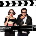 Large Movie Night Photo Booth Props, 25.59 x 15.75 Inch Movie Theme Party Decorations Photo Frame Film Clapper Board for Birthday Party Supplies