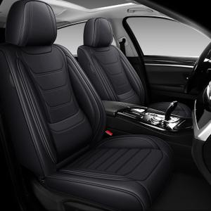DHAEY Car Seat Covers for Volvo XC90 2003-2025, Luxury Breathable Seat Cover, Nappa Leather, Wear-Resistant, Anti-Slip, Quick Installation, 5PCS Full Set, Black