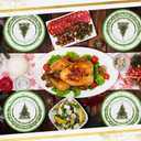Teenyyou 12 Pcs Christmas Tree Dinnerware Set Service for 4 Include 10'' Melamine Dinner Plate and 8'' Dessert Plate Ceramic Mug for Xmas Party, Gift for Christmas