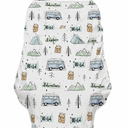 Watercolor Lake Camping Fishing Baby Car Seats Covers Vintage Camp Trees Boats Fishes Multi-Use Cover Carseats Canopy Wild Outdoor Adventure Infant Carseats Cover for Baby Boys Girls Shower Gifts