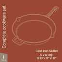 Bakken 12" Cast Iron Skillets, Pre-Seasoned Frying Pan with Even Heat Retention Cooking, Versatile for Stove, Oven, Grill & Campfire, Easy-Grip Handles, Hand Wash Only, 6.61 lbs