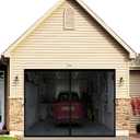 Magnetic Garage Screen Door for 8x8ft Car Garage, Durable Heavy Duty Fiberglass Screen Mesh, Doors Screen with Magnets for Double Garage Doors Breathable, Easy Install & Pass-Through (8X8FT, Black)