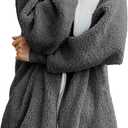 Yanekop Womens Oversized Sherpa Jacket Fuzzy Fleece Zip Up Jacket Warm Winter Coats Faux Fur Coat with Pockets (Medium, Dark Grey)