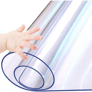 36 x 54 Inch 1.5mm Thick Clear Plastic Tablecloth PVC Vinyl Dining Coffee Tabletop Protector Cover Protection Pad Protective Desk Mat Waterproof Wipeable Kitchen Room Wood Furniture Cover Roll