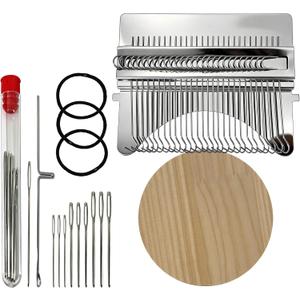 Posyra Darning Loom Kit, Small Knit Patch Maker Tool for DIY Visible Mending of Jeans, Socks & Sweaters, Needle Weaving Sewing Craft Set for Beginners Adults(28 Hooks)