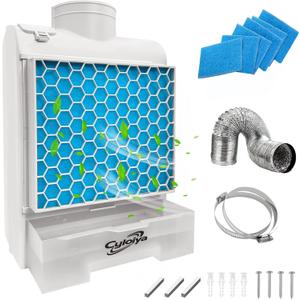 3-in-1 Indoor Dryer Vent Kit with 6 Polyester Filters, Stainless Steel Screen & Water Drawer System, Upgrade Safety Vent Flap for Electric Clothes Dryers