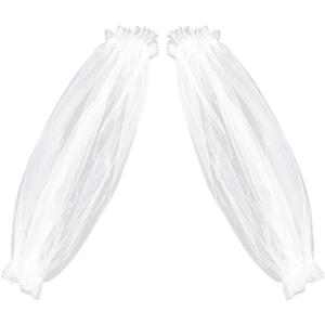 GORGECRAFT 2Pcs Removable Tulle Puff Sleeves White Polyester Wedding Detachable Long Bridal Sleeve Lace Appliques Costume Accessory for Wedding Dress Prom Evening Party 23.4 x 8.3 Inch