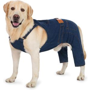Dog Jeans Recovery Pants After Surgery for Hind Legs, Stretchy Dog Recovery Sleeve Anti Licking Rear Leg HIPS Wound Durable Jeans Onesies Also Classic Daily Pants (Light Blue,4X-Large)