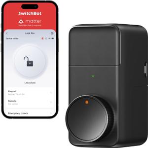 SwitchBot Smart Lock Pro, Keyless Entry Door Lock, Smart Door Lock Front Door, Electronic Smart Deadbolt, Fits Your Existing Deadbolt in Minutes, Add SwitchBot Hub2 to Support Matter, Alexa and Google (Black)