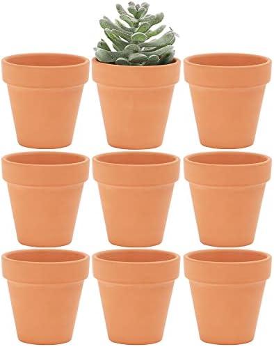 Yishang 2 Inch Mini Terracotta Clay Pots Pack of 9 - Small Hand Craft Nursery Plant Pot Succulent Cactus DIY Pottery Planter Home Garden Windowsill Decoration Brown