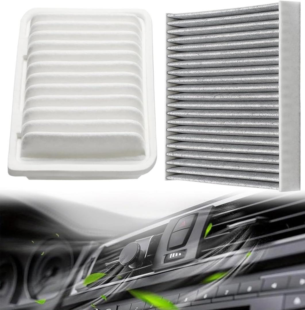 Engine and Cabin Air Filter Combo Set Compatible With Toyota Scion Pontiac Vehicle Corolla 2009-2019 Matrix 2009-2014 Yaris 2006-2018, xD 2008-2014, Vibe 2009-2010 Replace# 87139-07010 17801-21050