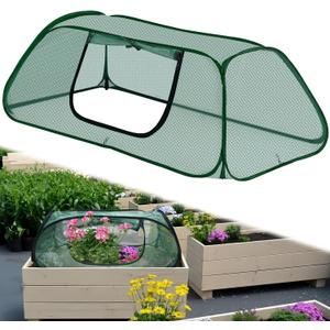 2 Pack Pop-Up Raised Garden Bed Cover with Zipper Door, 30% Sunblock Garden Netting Crop Cage for Raised Beds, Plant Protector for Vegetables Against Birds, Animals & Insects-45" x 22" x 16"