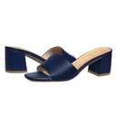 PIZZ ANNU Women's Square Open Toe Heels Sandals Low Block Chunky Heeled Sandal Slip on Mules Comfortable Casual Dress Pumps Shoes, Navy 8.5