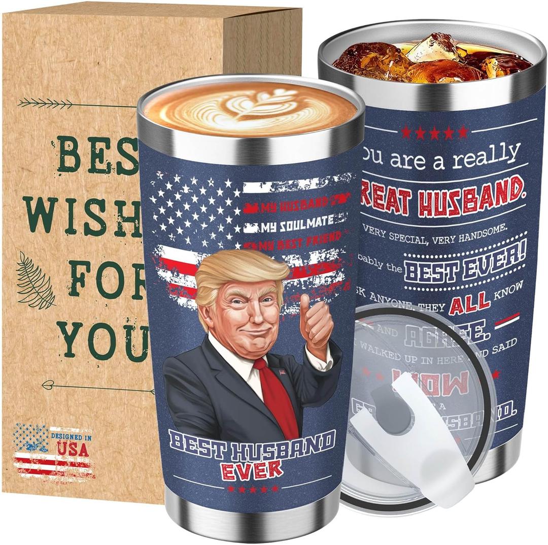 Valentines Day Gifts for Husband - Funny 20 oz Stainless Steel Tumbler, Valentine's Tumbler, Coffee Cup, Happy Valentine's Day Gifts for Husband from Wife, Cool Valentines Day Gift Ideas (Navy Blue Husband)