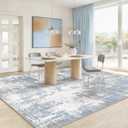 RELEANY Washable Area Rugs 9'x12' Non-Slip Modern Abstract Soft for Living Room Entryway Bedroom Kitchen, Print Pattern, Light Blue