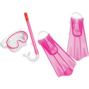 Speedo Aqua Quest Swim Mask, Snorkel & Fins Set (Large/X-Large, Pink Frost)