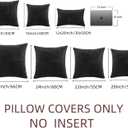 Fancy Homi 2 Packs Black Big Decorative Throw Pillow Covers 24x24 Inch for Couch Bed Sofa, Rustic Farmhouse Boho Home Decor, Soft Corss Corduroy Patchwork Accent Square Cushion Case 60x60 cm