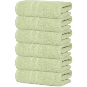 Basic Medium Bath Towels 24x48 Inches Pack of 6 Sage Green Color Soft and Absorbent Multipurpose Cotton Towels for Bathroom, Spa, Gym, Salon, Hotel, Clinics and Everyday Use